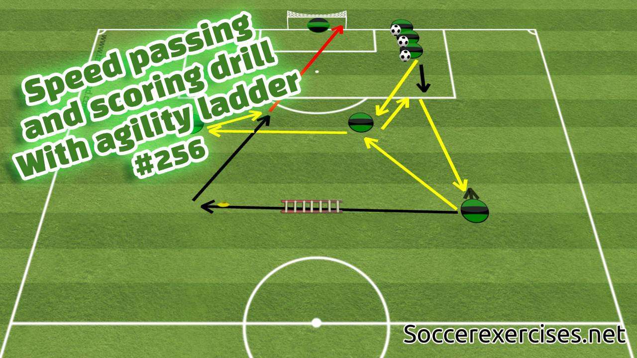 #256 Speed passing and scoring drill with agility ladder