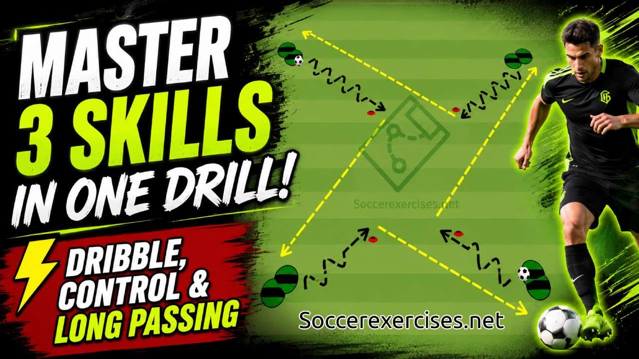 #408 Master 3 Skills in One Drill! ⚡ Dribble, Control & Long Passing